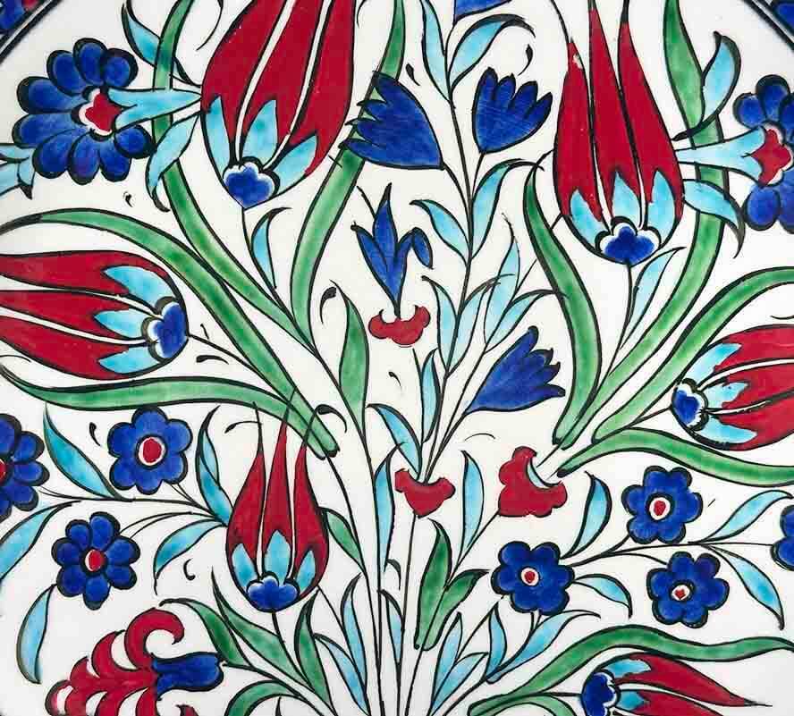 Tulip Grace Pomegranate Motif Iznik Ceramic Plate Gift - 3