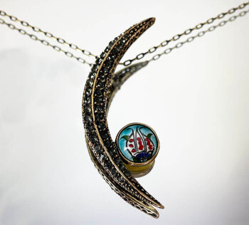 Tulip Motif Bronze Necklace - Çini Evi