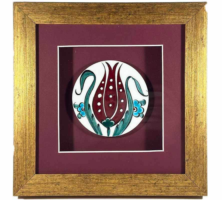 Tulip Motif İznik Ceramic Plaque - 1