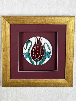 Tulip Motif İznik Ceramic Plaque - 5