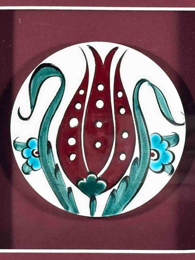 Tulip Motif İznik Ceramic Plaque - 2