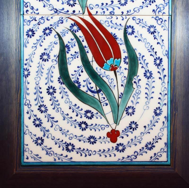 Tulip Pattern 20x40 cm Iznik Ceramic Panel - 3