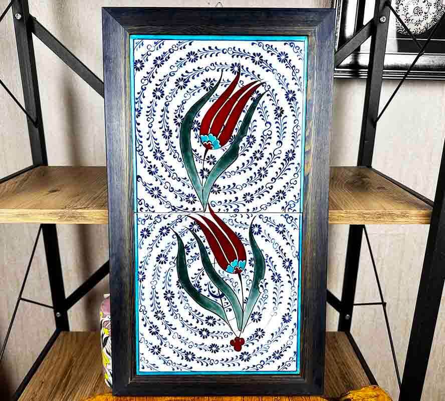 Iznik-Keramikpaneel mit Tulpenmotiv, 20x40 cm - 1