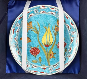 Türkise Eleganz – Iznik-Keramik-Vasen- und Teller-Set - 4