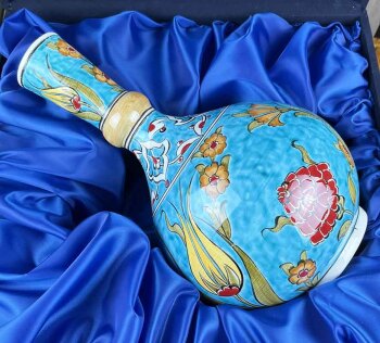 Turkuaz Zarafet – İznik Çini Vazo Tabak Seti - 3