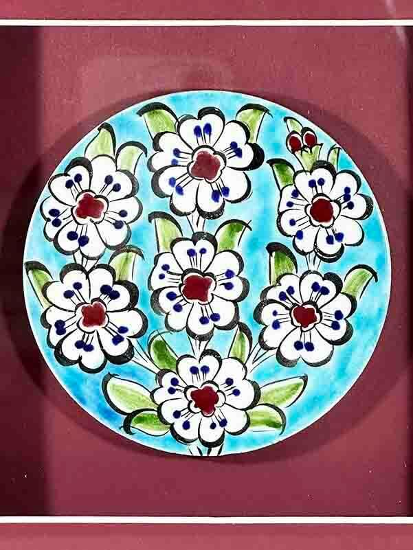 Turquoise Background Tree of Life Iznik Tile Plaque - 2