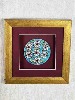 Turquoise Background Tree of Life Iznik Tile Plaque - 5