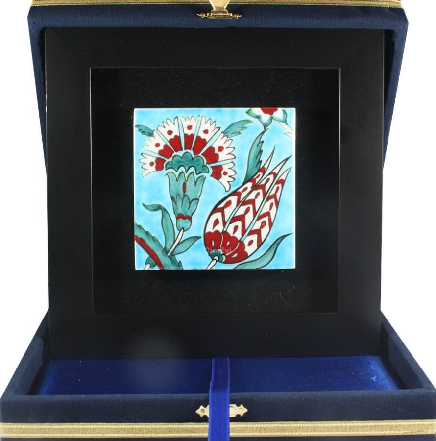 Turquoise Background Tulip and Carnation Corporate Plaque - 1