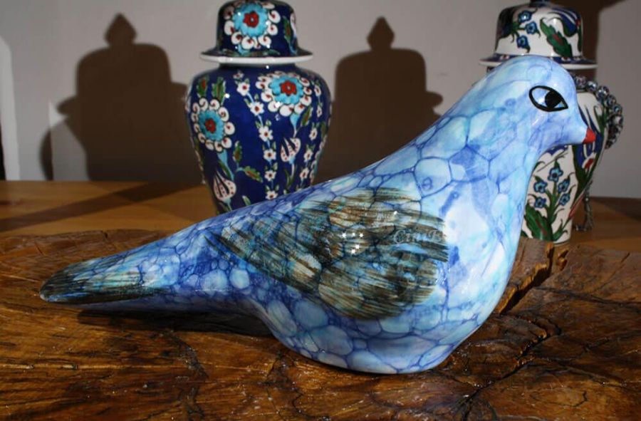 Turquoise Dove Ceramic Figurine - 3