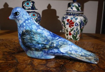 Turquoise Dove Ceramic Figurine - 4