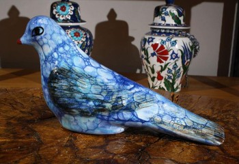 Turquoise Dove Pottery Figurines - 4