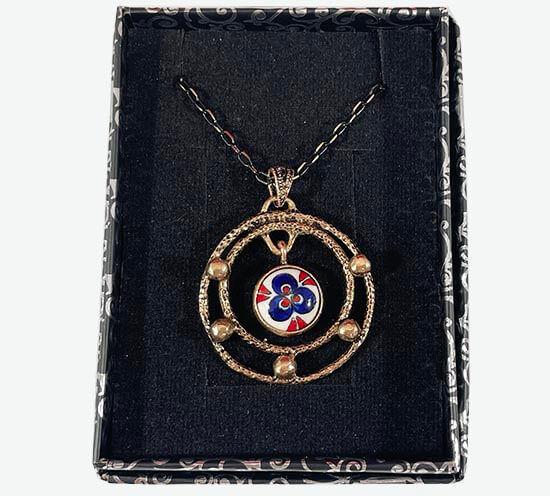 Turquoise Ground Çintemani Embroidered Pottery Jewelry Set - 2