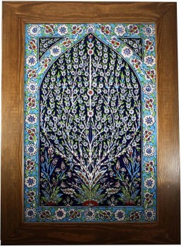 Turquoise Ground Life Treeed 40 * 60cm Carrelage Board - Çini Evi
