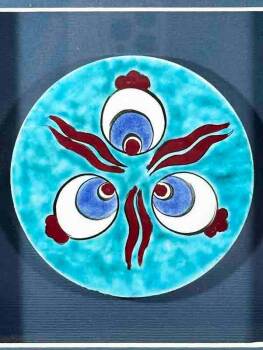 Turquoise Iznik Tile Plaque with Çintemani Motif - Çini Evi (1)