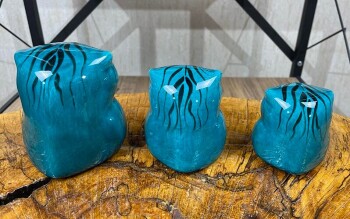 Turquoise Owl 3-Piece Figurine Set - 2