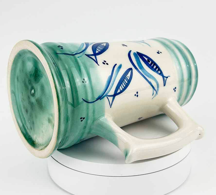 Turquoise Sea Motif Ceramic Mug with Handle - 2