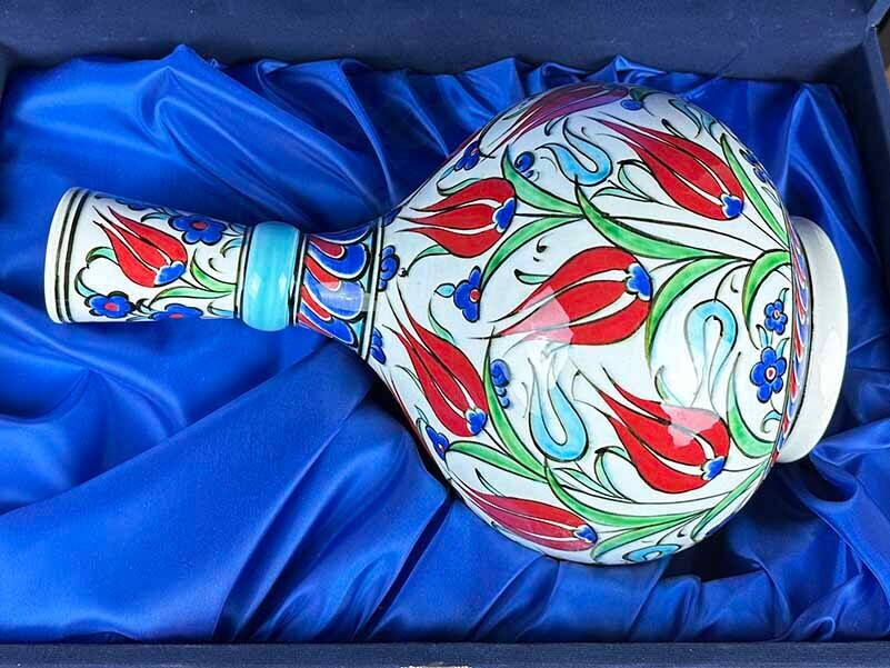 Turquoise Tulip Iznik Ceramic Plate 30 cm - 3