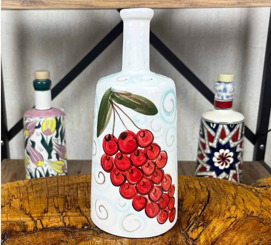 Üzüm Salkımı Motifli El İşi Sunum Şişesi 550 ml - 1