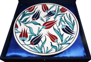 Valentine's Day Gift 30cm Tulip and Carnations Iznik Pottery Plate - 3