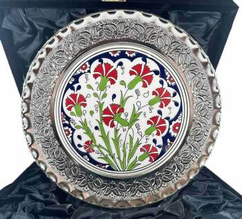 Valiye Hediye 25cm Gümüş Tabak - Çini Evi
