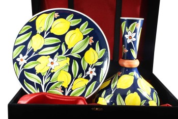 Vase et assiette en céramique d’Iznik à motif citron - 2