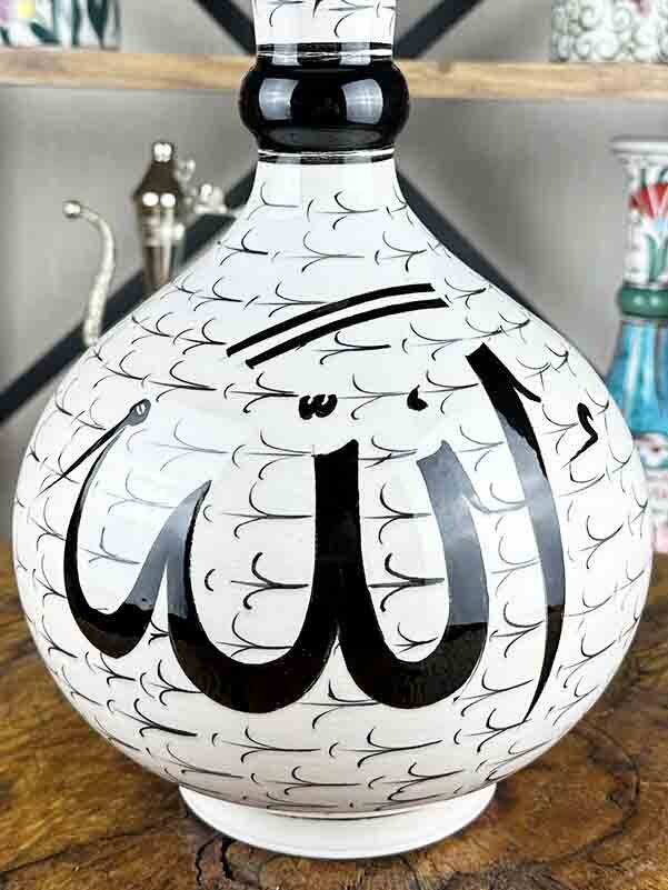 Vase en céramique d’Iznik avec inscription Allah – œuvre diplomatique faite main - 4
