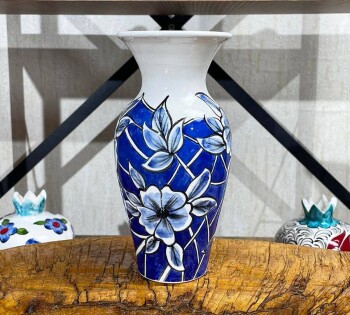Vase Iznik Ground Blue Ground 18cm - Çini Evi