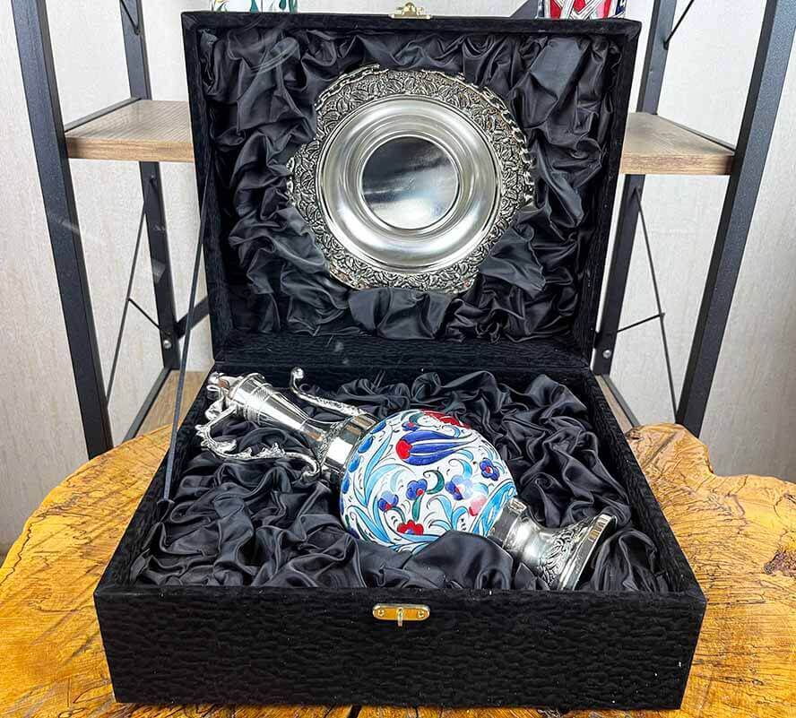 Has-Bahçe-Motiv – silberbeschichtetes Iznik-Keramik-Kannen-Set - 2
