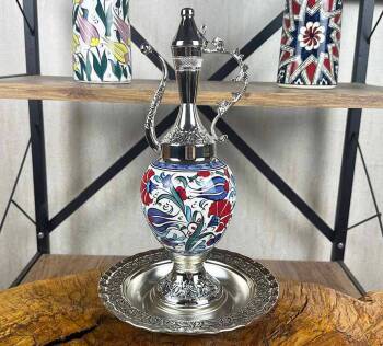 Silberbeschichtetes Keramik-Kannen-Set mit klassischen Iznik-Motiven - Çini Evi
