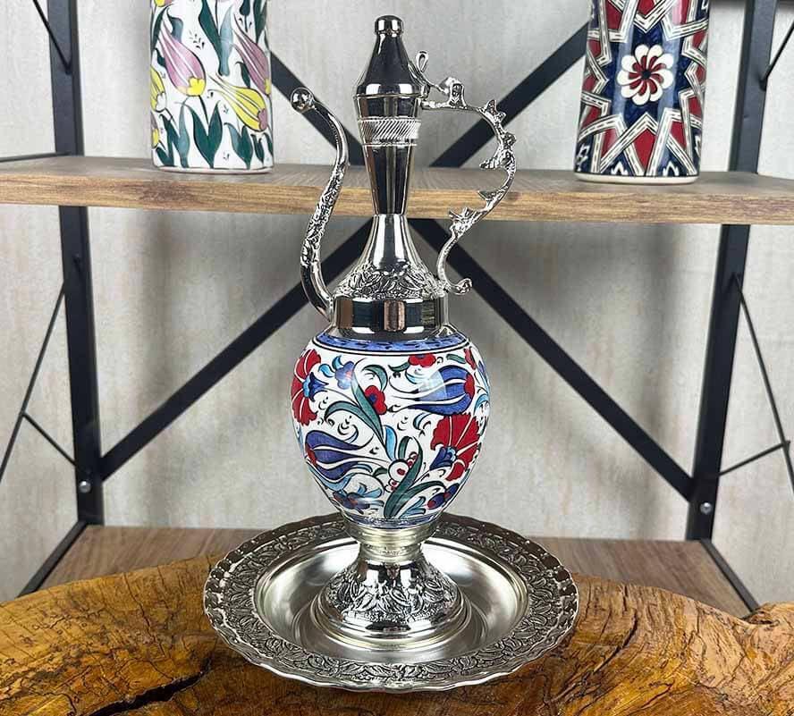 Silberbeschichtetes Keramik-Kannen-Set mit klassischen Iznik-Motiven - 1