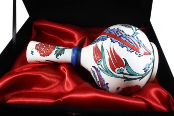 Vip Düğün Hediyesi İznik Çini Vazo ve Tabak Set - 3