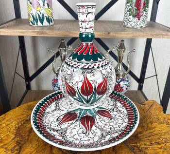 VIP-Geschenk-für-ausländische-Kunden-|-Iznik-Keramik-Vase-und-Teller-Set - Çini Evi