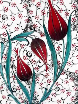 VIP-Geschenk für Staatsgäste – Iznik-Keramikteller mit Tulpen- und Haliç-Motiv - Çini Evi (1)