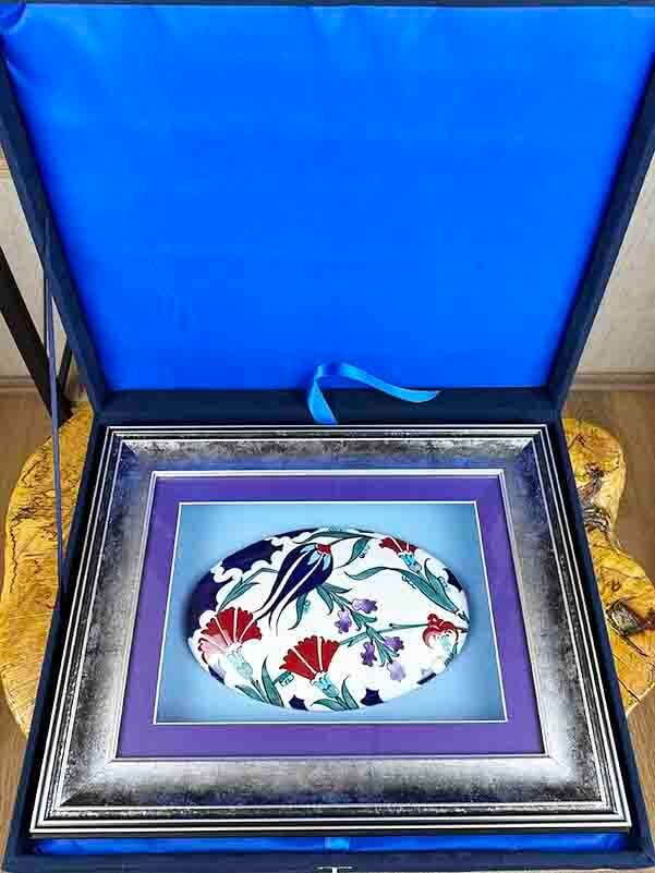 Vip Geschenk – İznik Çini Ehrenplakette mit Passepartoutrahmen - 3