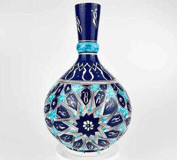 VIP-Geschenk | Iznik-Keramikvase mit Seldschukenstern-Motiv 30 cm - Çini Evi