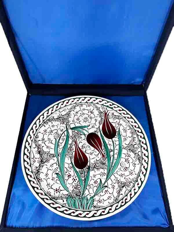 VIP Gift for State Officials Halic and Tulips Iznik Ceramic Plate - 3
