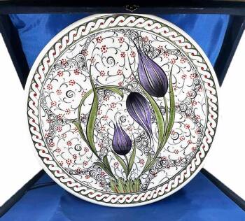 VIP Gift Halic and Tulip Pattern Iznik Ceramic Plate - Çini Evi