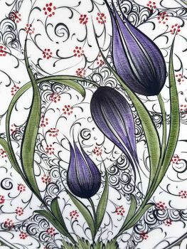 VIP Gift Halic and Tulip Pattern Iznik Ceramic Plate - Çini Evi (1)
