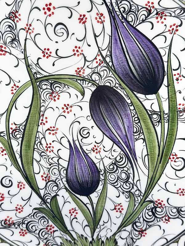 VIP Gift Halic and Tulip Pattern Iznik Ceramic Plate - 2