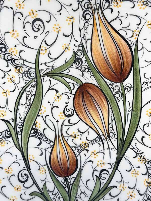 VIP Gift, Halic and Tulip Patterned 30cm Iznik Ceramic Plate - 2