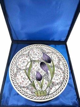VIP Gift, Halic and Tulip Patterned Iznik Ceramic Plate - 3