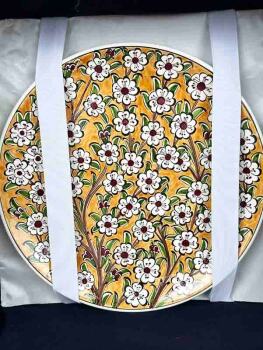 VIP Gift Hand-Painted Tree of Life Motif Iznik Ceramic Vase and Plate Set - Çini Evi (1)