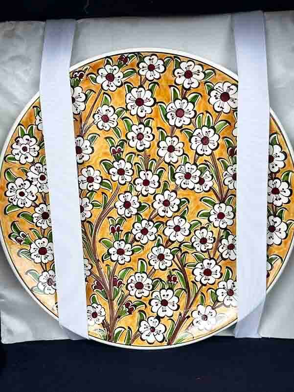 VIP Gift Hand-Painted Tree of Life Motif Iznik Ceramic Vase and Plate Set - 2