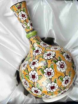 VIP Gift Hand-Painted Tree of Life Motif Iznik Ceramic Vase and Plate Set - 3