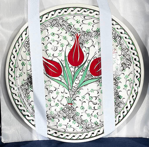 VIP Gift Iznik Tile Vase and Plate Set for Foreign Customers - 2