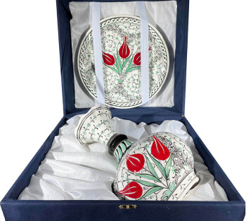 VIP Gift Iznik Tile Vase and Plate Set for Foreign Customers - 4