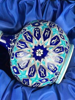 VIP Gift Seljuk Star Motif Iznik Ceramic Vase and Plate Set - Çini Evi (1)