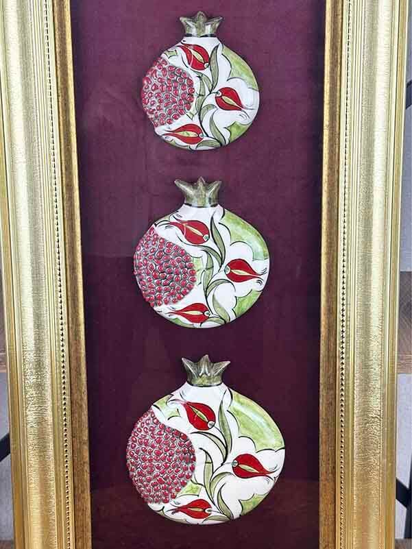 VIP Gift: Tulip and Abundance – Triple Iznik Ceramic Pomegranate Panel - 2