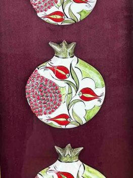 VIP Gift: Tulip and Abundance – Triple Iznik Ceramic Pomegranate Panel - 3