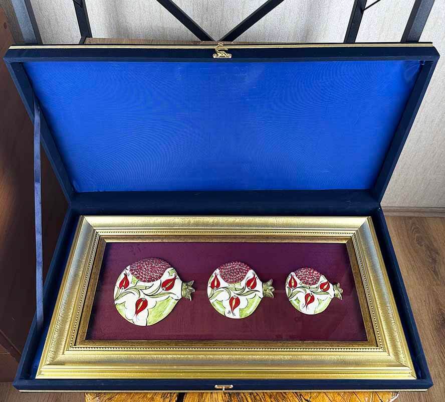 VIP Gift: Tulip and Abundance – Triple Iznik Ceramic Pomegranate Panel - 4